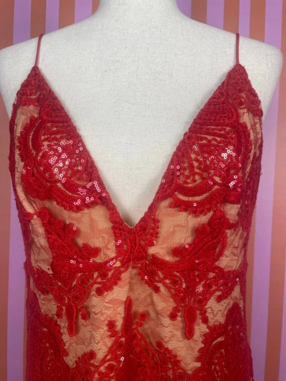 Free people night shimmers red sequin mini dress - Picture 2 of 5
